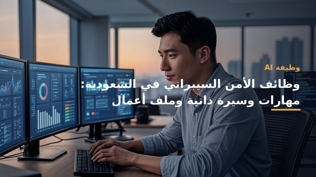 مشهد مهني عربي معاصر في مكتب تقني، ألوان أزرق كوبالت وأخضر زمردي وأبيض، تركيبة احترافية دون نص داخل الصورة