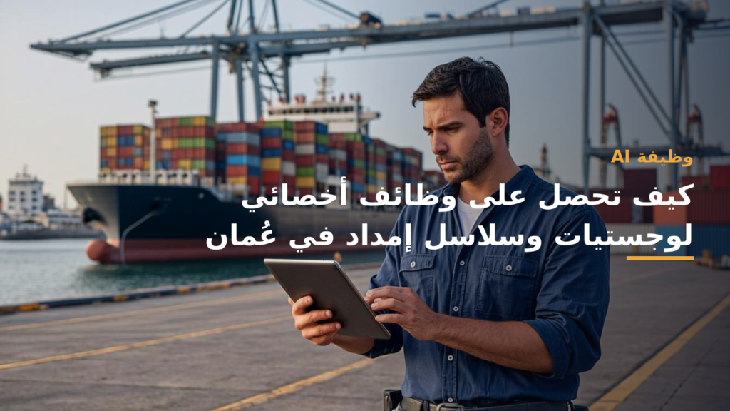 أخصائي لوجستيات يفحص شحنات داخل مستودع بميناء في عُمان
